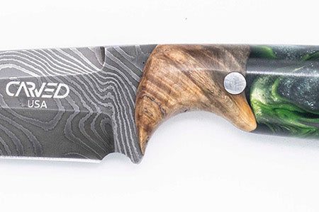 Carved Damascus Field Knife #20616 Supply