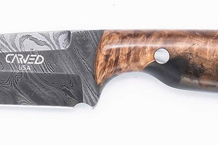 Carved Damascus Field Knife #20679 on Sale