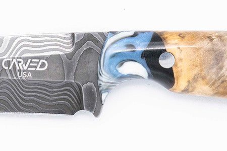 Carved Damascus Field Knife #20614 Hot on Sale