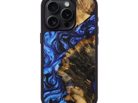 iPhone 15 Pro Wood+Resin Phone Case - Sarah (Blue, 711698) Sale