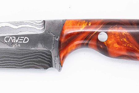 Carved Damascus Field Knife #20682 Fashion