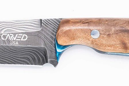 Carved Damascus Field Knife #20624 Online now