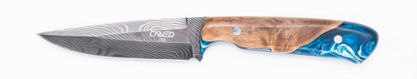 Carved Damascus Field Knife #20624 Online now