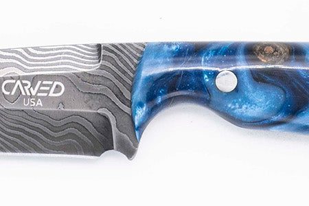 Carved Damascus Field Knife #20634 For Cheap