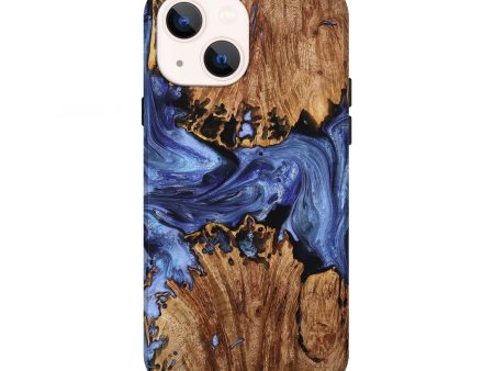 iPhone 13 Wood+Resin Live Edge Phone Case - Therese (Blue, 714223) For Sale