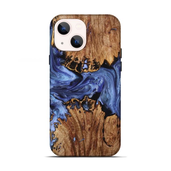 iPhone 13 Wood+Resin Live Edge Phone Case - Therese (Blue, 714223) For Sale