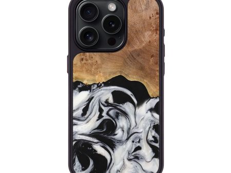 iPhone 15 Pro Wood+Resin Phone Case - Ashleigh (Black & White, 713188) Cheap