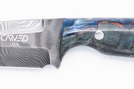 Carved Damascus Field Knife #20638 Online now