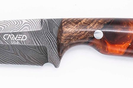 Carved Damascus Field Knife #20671 Discount