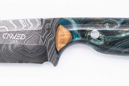 Carved Damascus Field Knife #20678 For Discount