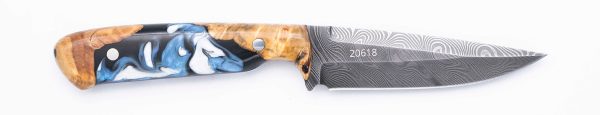 Carved Damascus Field Knife #20618 Fashion