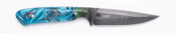 Carved Damascus Field Knife #20697 For Discount