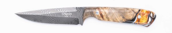 Carved Damascus Field Knife #20620 Cheap