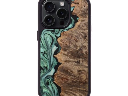 iPhone 15 Pro Wood+Resin Phone Case - Tania (Green, 710636) Supply