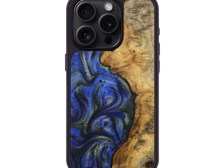 iPhone 15 Pro Wood+Resin Phone Case - Annie (Blue, 711186) Hot on Sale