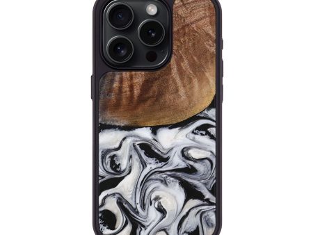 iPhone 15 Pro Wood+Resin Phone Case - Wilma (Black & White, 713186) on Sale