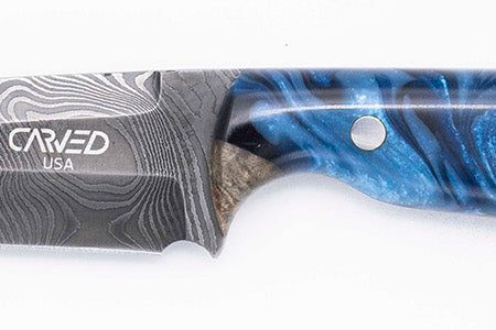 Carved Damascus Field Knife #20630 Sale