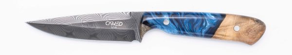 Carved Damascus Field Knife #20630 Sale