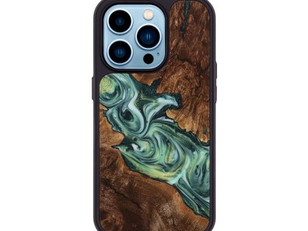 iPhone 14 Pro Wood+Resin Phone Case - Alexandra (Green, 713690) Online