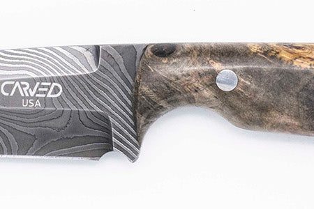 Carved Damascus Field Knife #20621 Cheap