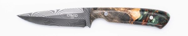 Carved Damascus Field Knife #20621 Cheap