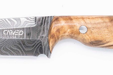 Carved Damascus Field Knife #20672 Fashion