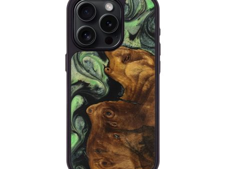 iPhone 15 Pro Wood+Resin Phone Case - Tracy (Green, 710639) Cheap