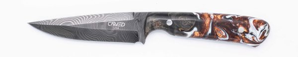 Carved Damascus Field Knife #20617 Online Hot Sale